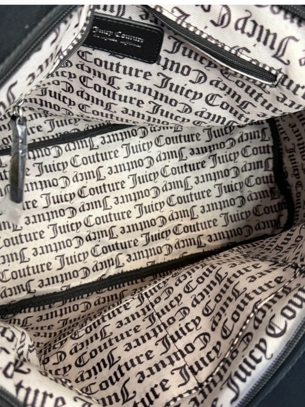 NWT Juicy Couture Falling For Juicy Large Black Tote Shoulder Handbag Silver $99